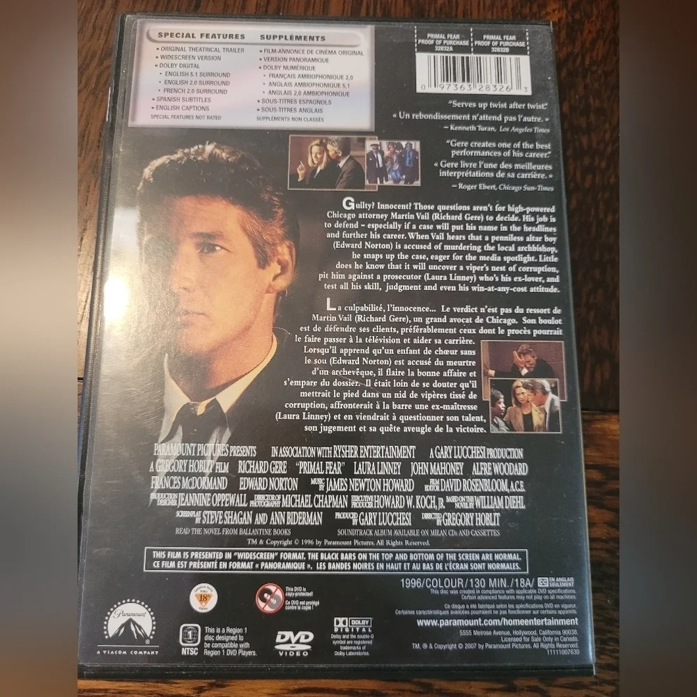 PRIMAL FEAR/ RICHARD GERE - Picture 2 of 2